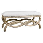 23076  Karline Natural Linen Bench ,23075